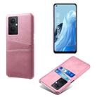 For OPPO Reno8 Lite Calf Texture Card Slots PC+PU Leather Phone Case(Pink) - 1