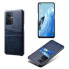 For OPPO Reno8 Lite Calf Texture Card Slots PC+PU Leather Phone Case(Blue) - 1