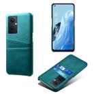 For OPPO Reno8 Lite Calf Texture Card Slots PC+PU Leather Phone Case(Green) - 1