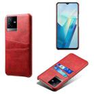 For vivo T2x Calf Texture Card Slots PC+PU Leather Phone Case(Red) - 1