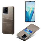 For vivo T2x Calf Texture Card Slots PC+PU Leather Phone Case(Grey) - 1