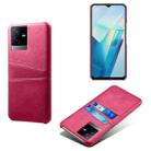For vivo T2x Calf Texture Card Slots PC+PU Leather Phone Case(Rose Red) - 1