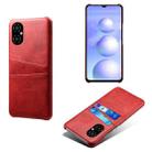 For Xiaomi Poco M4 5G Calf Texture Card Slots PC+PU Leather Phone Case(Red) - 1