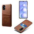 For Xiaomi Poco M4 5G Calf Texture Card Slots PC+PU Leather Phone Case(Brown) - 1