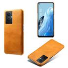 For OPPO Reno8 Lite Calf Texture PC + PU Phone Case(Orange) - 1