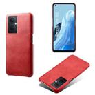 For OPPO Reno8 Lite Calf Texture PC + PU Phone Case(Red) - 1