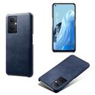 For OPPO Reno8 Lite Calf Texture PC + PU Phone Case(Blue) - 1