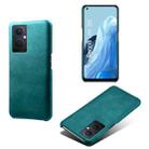 For OPPO Reno8 Lite Calf Texture PC + PU Phone Case(Green) - 1
