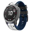 For Garmin Fenix 7 Vertical Stripes Two-color Silicone Watch Band(White Dark Blue) - 1