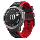 For Garmin Fenix 7 Vertical Stripes Two-color Silicone Watch Band(Black Red) - 1