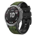 For Garmin Fenix 7 Vertical Stripes Two-color Silicone Watch Band(Army Green Black) - 1