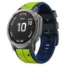 For Garmin Fenix 7 Vertical Stripes Two-color Silicone Watch Band(Limes Dark Blue) - 1