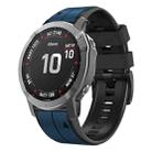 For Garmin Fenix 7 Vertical Stripes Two-color Silicone Watch Band(Dark Blue Black) - 1