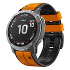 For Garmin Fenix 7X Vertical Stripes Two-color Silicone Watch Band(Orange Black) - 1