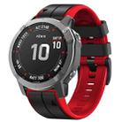 For Garmin Fenix 7X Vertical Stripes Two-color Silicone Watch Band(Black Red) - 1