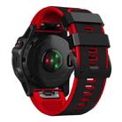 For Garmin Fenix 7X Vertical Stripes Two-color Silicone Watch Band(Black Red) - 4