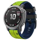 For Garmin Fenix 7X Vertical Stripes Two-color Silicone Watch Band(Limes Dark Blue) - 1