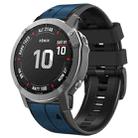 For Garmin Fenix 7X Vertical Stripes Two-color Silicone Watch Band(Dark Blue Black) - 1