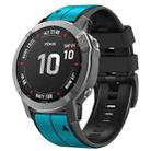 For Garmin Fenix 7X Vertical Stripes Two-color Silicone Watch Band(Sky Blue Black) - 1