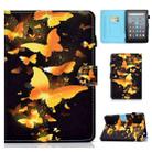 For Amazon Kindle Fire 7 2022 Colored Drawing Stitching Leather Tablet Case, with Holder & Card Slots(Golden Butterfly) - 1