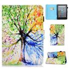 For Amazon Kindle Fire 7 2022 Colored Drawing Stitching Leather Tablet Case, with Holder & Card Slots(Colorful Tree) - 1