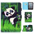 For Amazon Kindle Fire 7 2022 Colored Drawing Stitching Leather Tablet Case, with Holder & Card Slots(Panda) - 1