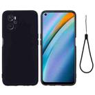 For OPPO K10 4G Pure Color Liquid Silicone Shockproof Full Coverage Phone Case(Black) - 1