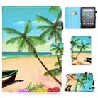 For Amazon Kindle Fire 7 2022 Colored Drawing Stitching Leather Tablet Case, with Holder & Card Slots(Sandbeach) - 1