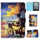 For Amazon Kindle Fire 7 2022 Colored Drawing Stitching Leather Tablet Case, with Holder & Card Slots(Bike Boy) - 1