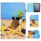 For Amazon Kindle Fire 7 2022 Colored Drawing Stitching Leather Tablet Case, with Holder & Card Slots(Pineapple) - 1
