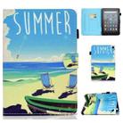 For Amazon Kindle Fire 7 2022 Colored Drawing Stitching Leather Tablet Case, with Holder & Card Slots(Beach) - 1