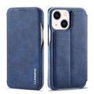 For iPhone 14 Plus LC.IMEEKE Hon Ancient Series Flip Leather Phone Case (Blue) - 1