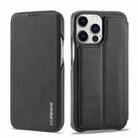 For iPhone 14 Pro LC.IMEEKE Hon Ancient Series Flip Leather Phone Case(Black) - 1