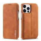 For iPhone 14 Pro LC.IMEEKE Hon Ancient Series Flip Leather Phone Case(Brown) - 1