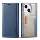 For iPhone 14 LC.IMEEKE LC-001 Color Matching Frosted Leather Phone Case (Blue) - 1