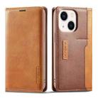 For iPhone 14 Plus LC.IMEEKE LC-001 Color Matching Frosted Leather Phone Case (Brown) - 1