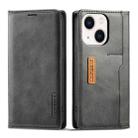 For iPhone 14 Plus LC.IMEEKE LC-001 Color Matching Frosted Leather Phone Case (Black) - 1