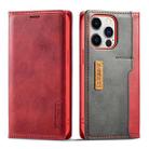 For iPhone 14 Pro LC.IMEEKE LC-001 Color Matching Frosted Leather Phone Case(Red) - 1