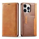 For iPhone 14 Pro Max LC.IMEEKE LC-001 Color Matching Frosted Leather Phone Case (Brown) - 1