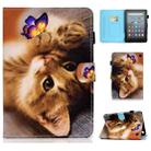 For Amazon Kindle Fire 7 2022 Colored Drawing Stitching Leather Tablet Case, with Holder & Card Slots(Butterfly Cat) - 1