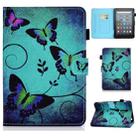 For Amazon Kindle Fire 7 2022 Colored Drawing Stitching Leather Tablet Case, with Holder & Card Slots(Green Butterfly) - 1