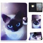 For Amazon Kindle Fire 7 2022 Electric Horizontal Flat Painted Leather Tablet Case(Blue Eyed Cat) - 1
