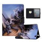 For Amazon Kindle Fire 7 2022 Electric Pressed Smart Leather Tablet Case(Cat and Tiger) - 1