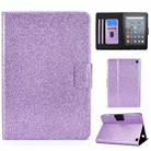 For Amazon Kindle Fire 7 2022 Varnish Glitter Powder Smart Leather Tablet Case(Purple) - 1