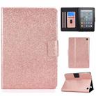 For Amazon Kindle Fire 7 2022 Varnish Glitter Powder Smart Leather Tablet Case(Rose Gold) - 1