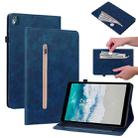 For Nokia T10 Skin Feel Solid Color Zipper Leather Tablet Case(Blue) - 1