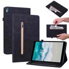 For Nokia T10 Skin Feel Solid Color Zipper Leather Tablet Case(Black) - 1