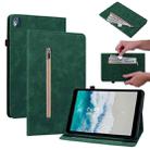 For Nokia T10 Skin Feel Solid Color Zipper Leather Tablet Case(Green) - 1