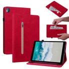 For Nokia T10 Skin Feel Solid Color Zipper Leather Tablet Case(Red) - 1