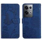 For OPPO Reno8 Pro+ / Reno8 Pro HT03 Skin Feel Butterfly Embossed Flip Leather Phone Case(Blue) - 1